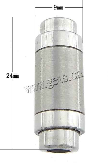 Fermeture magnétique en acier inoxydable rond, tube, Placage, Personnalisé, plus de couleurs à choisir, 9x24mm, Trou:Environ 4.2mm, Vendu par PC