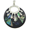 Resin Shell Pendants, Brass, with Shell & Resin, Donut, platinum color plated Approx 