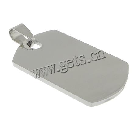 Stainless Steel Tag Charm, Rectangle, Customized, original color, 21.5x36.5x1.8mm, Hole:Approx 4.5x8mm, Sold By PC