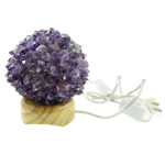 Natürliche Quarzlampe, Amethyst, mit Holz, Februar Birthstone, 160x150mm, verkauft von PC