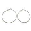 Brass Hoop Earring, Donut, platinum color plated, flower cut 