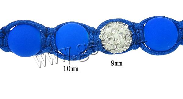 bracelet woven ball de perles en verre , avec Strass perle de Pave d'argile & corde en nylon, caoutchouté, plus de couleurs à choisir, 10mm, 9mm, Longueur:Environ 7-11 pouce, Vendu par brin