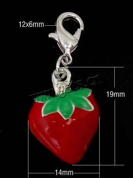 Zinc Alloy Enamel Pendants, brass lobster clasp, Strawberry, plated, more colors for choice, 14x19x3.5mm, 12x16x3mm, Sold By PC