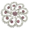 Rhinestone Zinc Alloy Brooch, Flower, platinum color plated, with rhinestone & hollow 