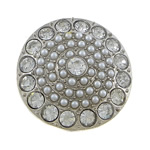 Bouton de tige en alliage zinc, alliage de zinc, avec perle de verre, Plat rond, Placage de couleur argentée, avec strass Environ 4mm, Vendu par PC