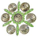 Bijoux broche en Zinc alliage , alliage de zinc, avec verre, fleur, Placage de couleur argentée, facettes & avec strass Vendu par PC