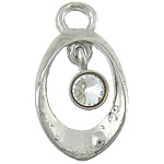 Zinc Alloy Rhinestone Pendants, Teardrop, platinum color plated, with rhinestone Approx 4mm 