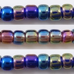 Granos de la semilla redonda japonés, Vidrio, Esférico, chapado, más colores para la opción, 2x3mm, agujero:aproximado 1mm, aproximado 13000PCs/Bolsa, Vendido por Bolsa