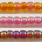 Granos de la semilla redonda japonés, Vidrio, Esférico, arco iris, más colores para la opción, 2x3mm, agujero:aproximado 1mm, aproximado 13000PCs/Bolsa, Vendido por Bolsa