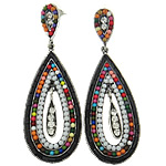 Zinc Alloy Rhinestone Drop Earring, with Resin, stainless steel post pin, Teardrop, with rhinestone nickel, lead & cadmium free 