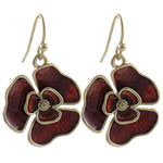 Enamel Zinc Alloy Drop Earring, iron earring hook, Flower, nickel, lead & cadmium free 