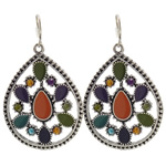 Enamel Zinc Alloy Drop Earring, iron earring hook, Teardrop, with rhinestone, nickel, lead & cadmium free 