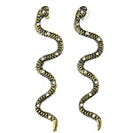 Boucle d'oreille de zinc alliage strass goutte, alliage de zinc, acier inoxydable puce boucle d'oreille, serpent, avec strass, protéger l'environnement, sans nickel, plomb et cadmium Vendu par paire