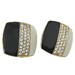 Zinc Alloy Clip Earring, Square, enamel & with rhinestone, nickel, lead & cadmium free 