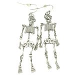 Zinc Alloy Rhinestone Drop Earring, iron earring hook, Skeleton, with rhinestone, nickel, lead & cadmium free 