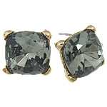 Glass Zinc Alloy Earring, Rhombus, cadmium free 