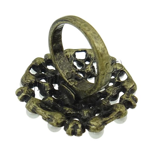 Glas Perle Zink Legierung Finger Ring, Zinklegierung, Blume, plattiert, Kundenindividuell & mit Strass, keine, 34x34x29mm, Bohrung:ca. 18mm, Größe:8, verkauft von PC