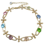 Zinc bracelets en strass en alliage , alliage de zinc, Alliage de zinc fermoir homard, avec strass, plus de couleurs à choisir, protéger l'environnement, sans nickel, plomb et cadmium .5 pouce, Vendu par brin