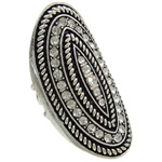 Strass Zink Legierung Finger Ring, Zinklegierung, oval, plattiert, Kundenindividuell & Emaille & mit Strass, keine, frei von Nickel, Blei & Kadmium, 47.5x25x24mm, Bohrung:ca. 18mm, Größe:8, verkauft von PC