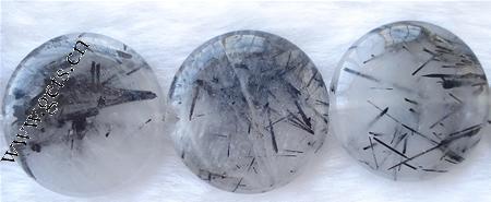 Perles Quartz rutile, Plat rond, naturel, multiple tailles pour le choix, Niveau AA, Longueur:16 pouce, Vendu par brin