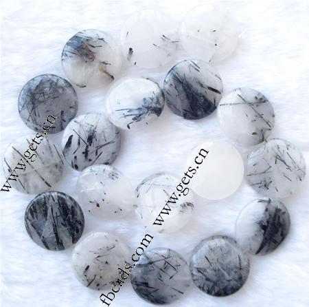 Perles Quartz rutile, Plat rond, naturel, multiple tailles pour le choix, Niveau AA, Longueur:16 pouce, Vendu par brin