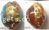 Gold Foil Lampwork Beads, Rondelle, colorful dot pattern 