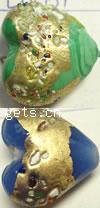 Gold Foil Lampwork Beads, Heart, bumpy style 