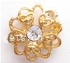 Rhinestone Zinc Alloy Connector, Flower, with rhinestone 13mm 