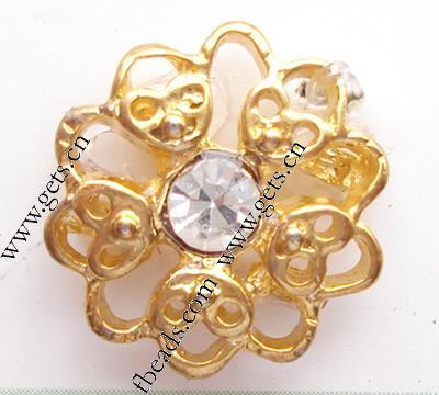 Rheinkiesel Zinklegierung Verbinder, Blume, mit Strass & 2 strängig, keine, 13mm, verkauft von PC