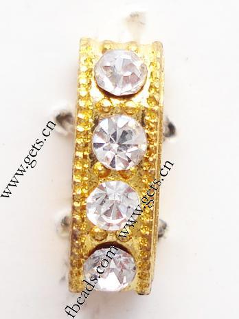 Moda Puente Rhinestone Spacer, diamantes de imitación, con aleación de zinc, Rectángular, chapado, 2-sarta, más colores para la opción, 4x15mm, Vendido por UD