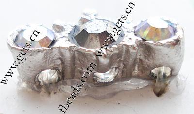 Barra separadora de diamantes de imitación, con aleación de zinc, chapado, más colores para la opción, libre de níquel, 4x11mm, Vendido por UD