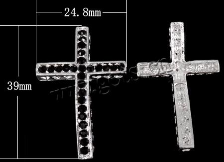 Rheinkiesel Zinklegierung Verbinder, Kreuz, plattiert, Kundenindividuell & mit Strass, keine, 24.8x39x5mm, Bohrung:ca. 2mm, verkauft von PC