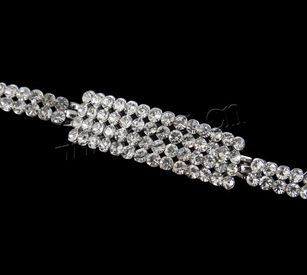 Zinc Alloy Rhinestone Bracelets, plated, Customized & with rhinestone, more colors for choice, nickel, lead & cadmium free, 46x13x4mm, Length:7 Inch, Sold By Strand