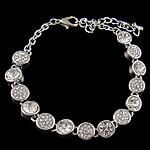 Zinc bracelets en strass en alliage , alliage de zinc, avec fer, Placage, Personnalisé & avec strass, plus de couleurs à choisir, protéger l'environnement, sans nickel, plomb et cadmium .5 pouce, Vendu par brin