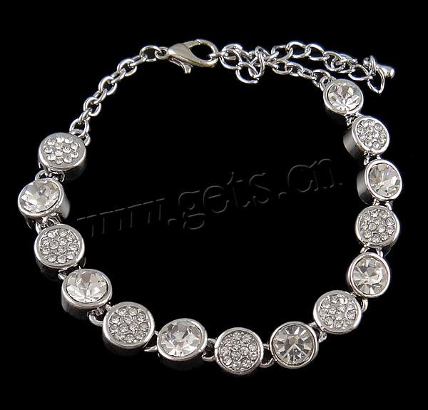 Zinc bracelets en strass en alliage , alliage de zinc, avec fer, Placage, Personnalisé & avec strass, plus de couleurs à choisir, protéger l'environnement, sans nickel, plomb et cadmium, 7x5mm, Longueur:7.5 pouce, Vendu par brin