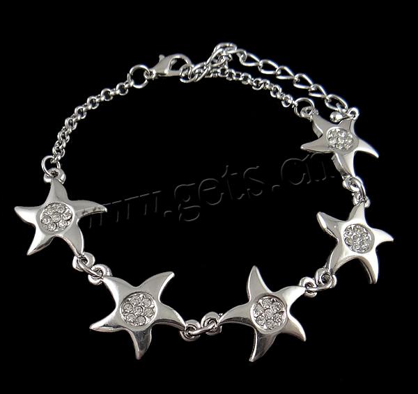 Zinc bracelets en strass en alliage , alliage de zinc, avec fer, Placage, Personnalisé & avec strass, plus de couleurs à choisir, protéger l'environnement, sans nickel, plomb et cadmium, 22x16x3mm, Longueur:7.5 pouce, Vendu par brin