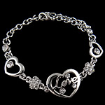 Zinc Alloy Rhinestone Bracelets, zinc alloy lobster clasp, plated, Customized & with rhinestone .5 Inch 