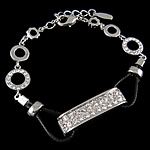 Zinc Alloy Rhinestone Bracelets, with Wax Cord, zinc alloy lobster clasp, with rhinestone, nickel, lead & cadmium free .5 Inch 