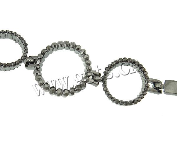 Zinc bracelets en strass en alliage , alliage de zinc, Placage, Personnalisé & avec strass, plus de couleurs à choisir, protéger l'environnement, sans nickel, plomb et cadmium, 36x27x4mm, Longueur:6 pouce, Vendu par brin