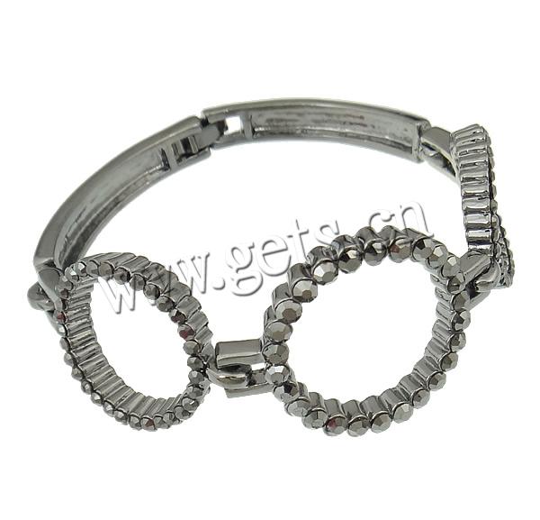 Zinc Alloy Rhinestone Bracelets, plated, Customized & with rhinestone, more colors for choice, nickel, lead & cadmium free, 36x27x4mm, Length:6 Inch, Sold By Strand