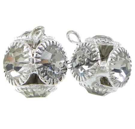 Colgantes de latón de imitación de diamante, metal, Esférico, chapado, con diamantes de imitación, más colores para la opción, 7mm, agujero:aproximado 2mm, Vendido por UD