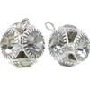 Rhinestone Brass Pendants, Round, plated, with rhinestone 10mm Approx 2mm 