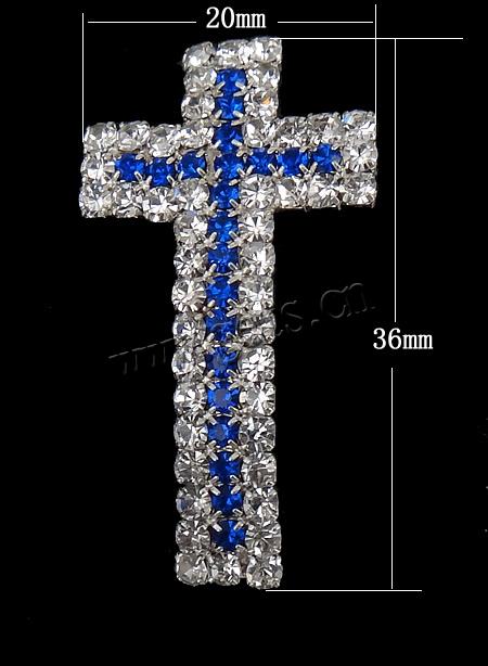 Perles en laiton strass, croix, Placage, avec strass, plus de couleurs à choisir, 20x36x5mm, Trou:Environ 2mm, Vendu par PC