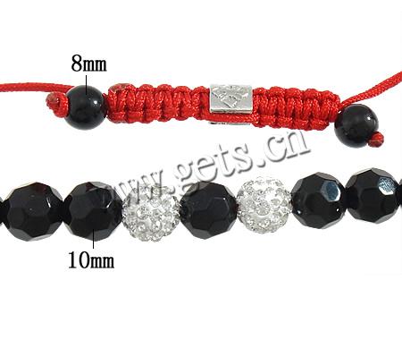 Crystal Woven Ball Bracelets, with Rhinestone Clay Pave Bead & Nylon Cord & Zinc Alloy, more colors for choice, 10mm, 8mm, Length:Approx 6-10 Inch, Sold By Strand