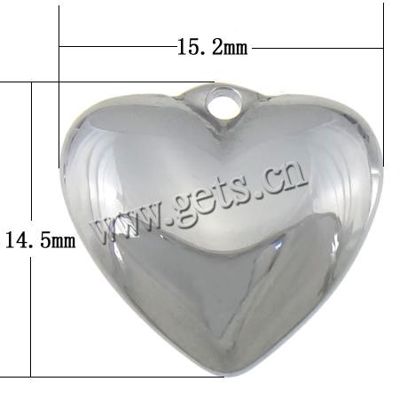 Stainless Steel Tag Charm, Heart, Customized, original color, 15.2x14.5x5mm, Hole:Approx 1.5mm, Sold By PC