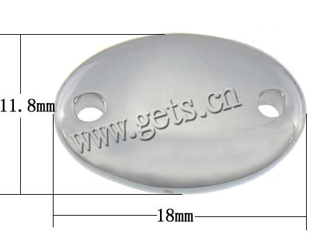 Rostfreier Stahl Bezauberner Verbinder, Edelstahl, flachoval, Kundenindividuell & 1/1-Schleife, originale Farbe, 18x11.8x3.8mm, Bohrung:ca. 1.8mm, verkauft von PC