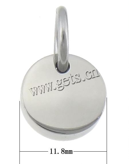 Stainless Steel Tag Charm, Flat Round, Customized, original color, 11.8x11.8x3mm, Hole:Approx 6mm, Sold By PC