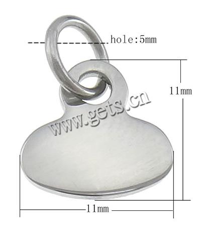 Stainless Steel Tag Charm, Customized, original color, 11x11x1mm, Hole:Approx 5mm, Sold By PC