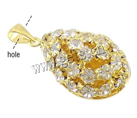 Rhinestone Brass Pendants, Teardrop, plated, with rhinestone & hollow, more colors for choice, 30x19x13mm, Hole:Approx 4mm, Sold By PC