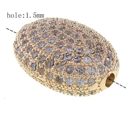 Zirkonia Micro pflastern Korn, Messing, oval, plattiert, Micro pave Zirkonia, keine, 11x14x6.5mm, Bohrung:ca. 1.5mm, verkauft von PC